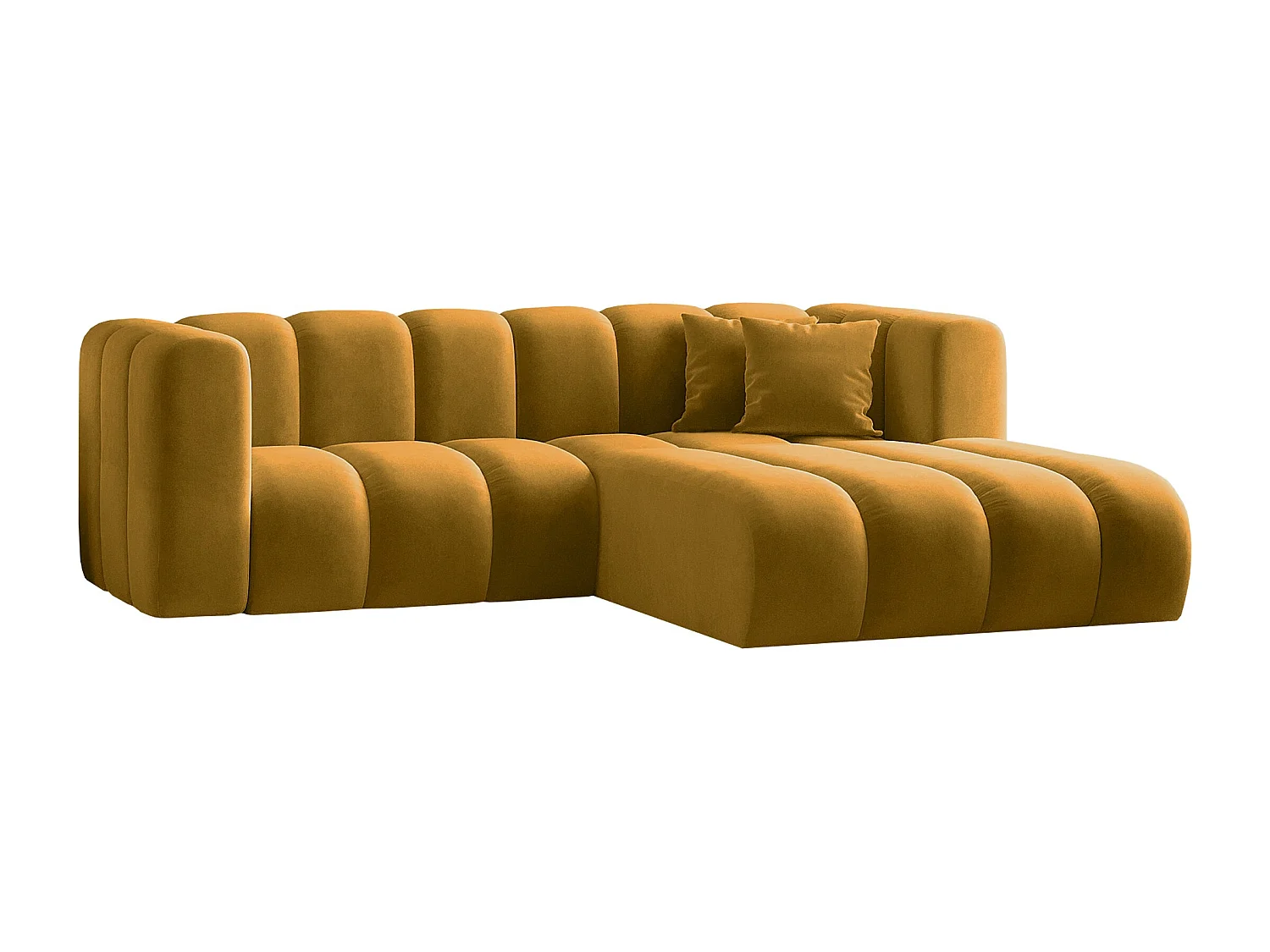 Canapé d'angle en L, Sofa Grand modulable tissu Salvador Jaune Droit