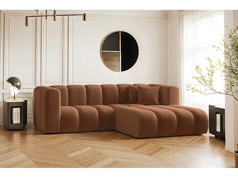 Hoekbank, L-vormig, Sofa Grand modulaire stof Salvador Bruin Rechts