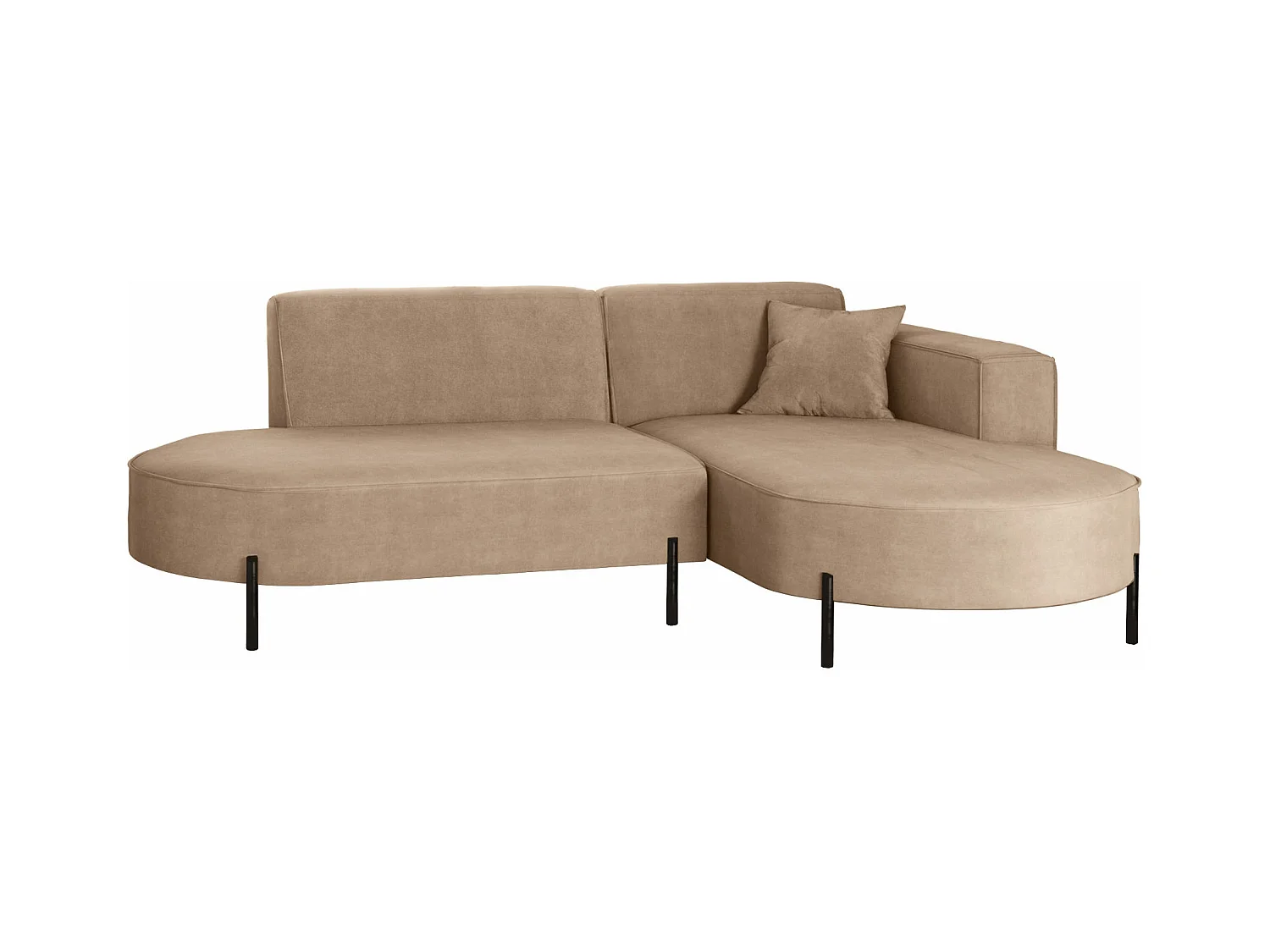 Canapé d'angle, canapé en L, designer Modena, tissu pur Noel, beige froid, droite