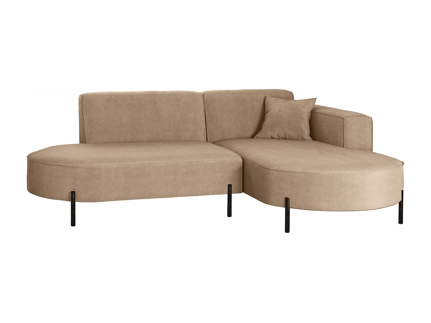 Canapé d'angle, canapé en L, designer Modena, tissu pur Noel, beige froid, droite