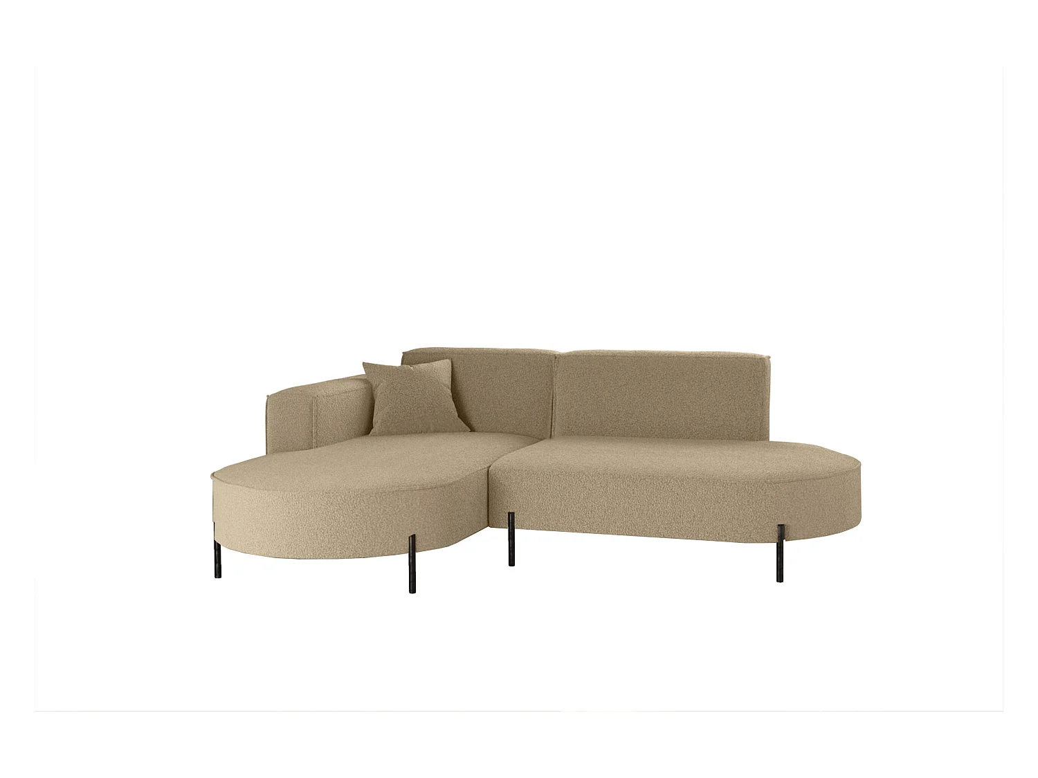 Canapé d'angle, canapé en L, designer Modena, tissu pur, source marron clair, gauche