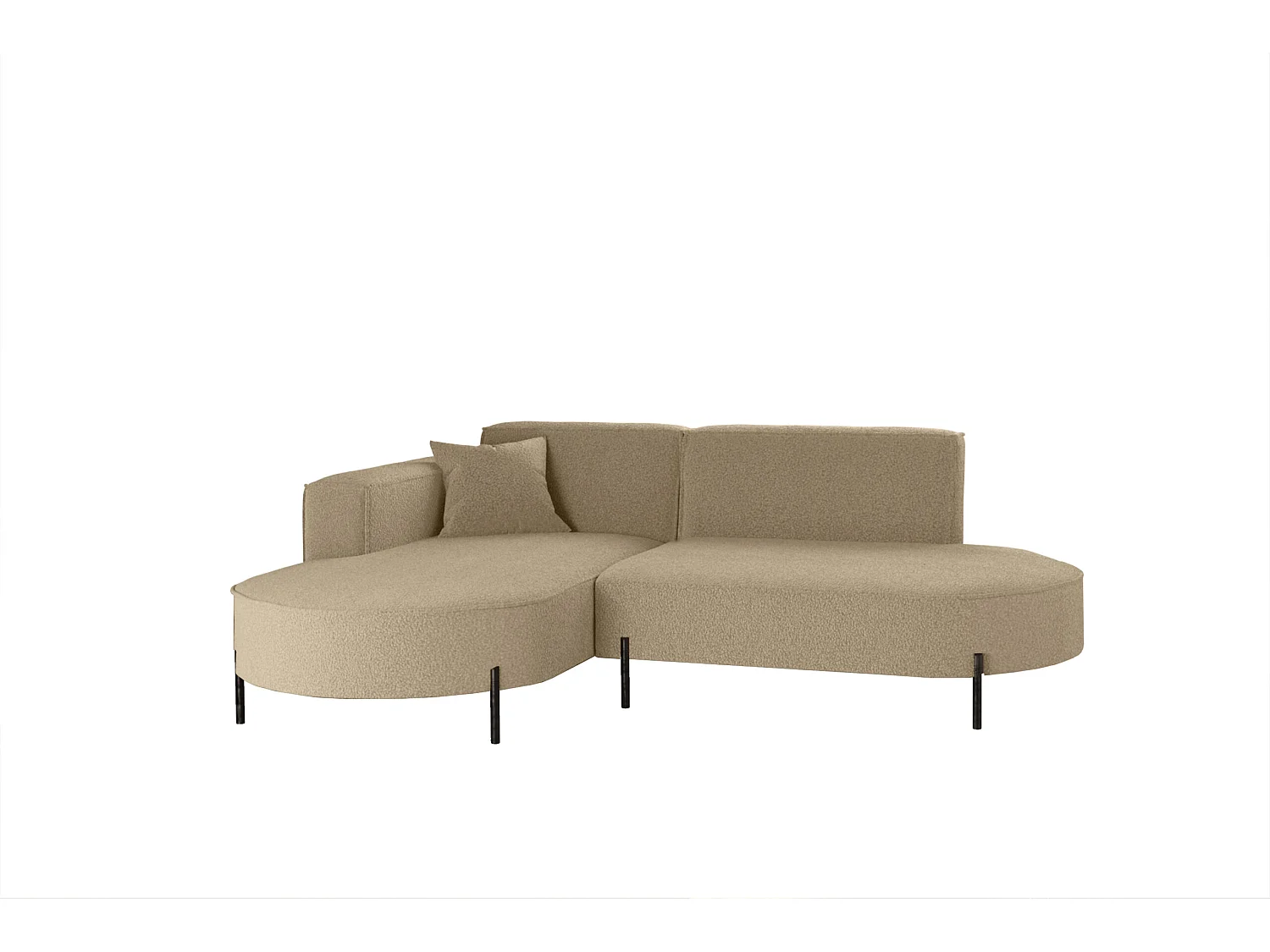 Canapé d'angle, canapé en L, designer Modena, tissu pur, source marron clair, gauche