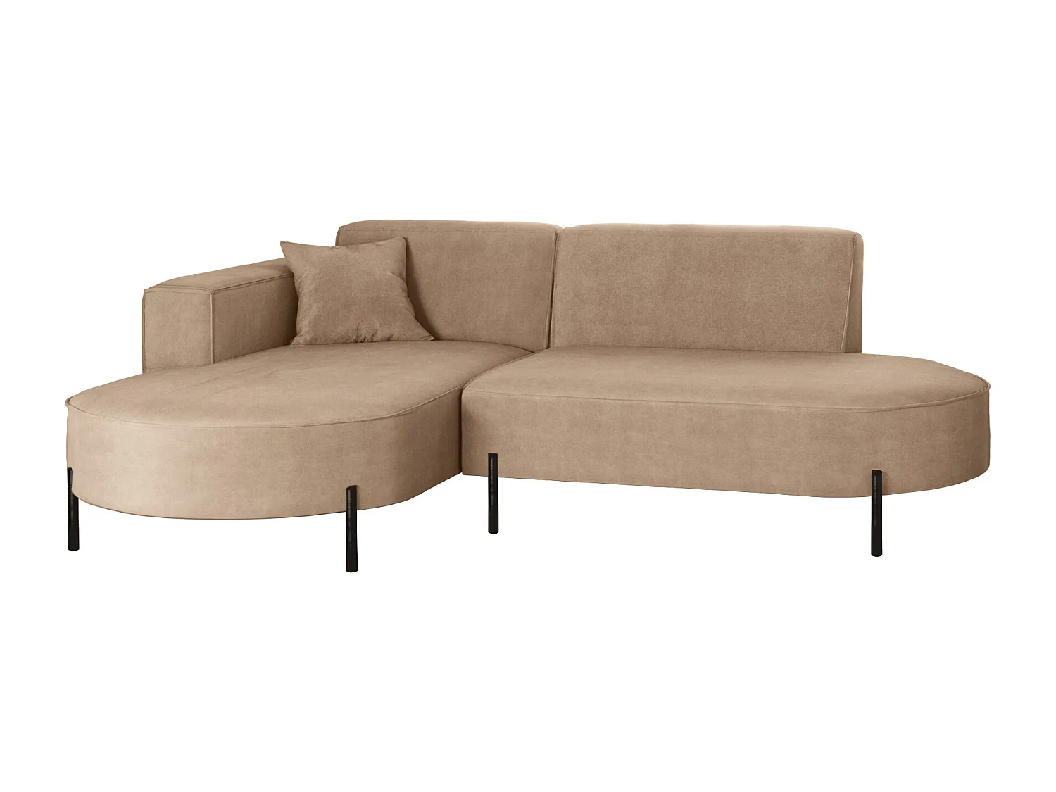 Canapé d'angle, canapé en L, designer Modena, tissu pur Noel, beige froid, gauche