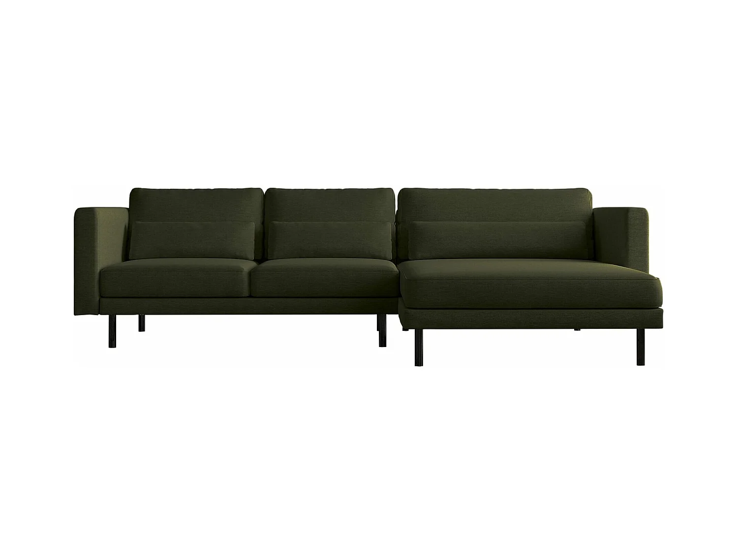 Canapé d'angle en L Dani moderne et spacieux tissu Verita vert foncé droite