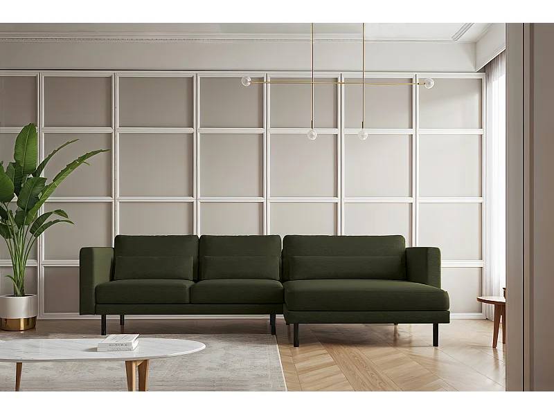 Ecksofa L-form Dani modern und geräumig Stoff Verita Dunkelgrün Rechts