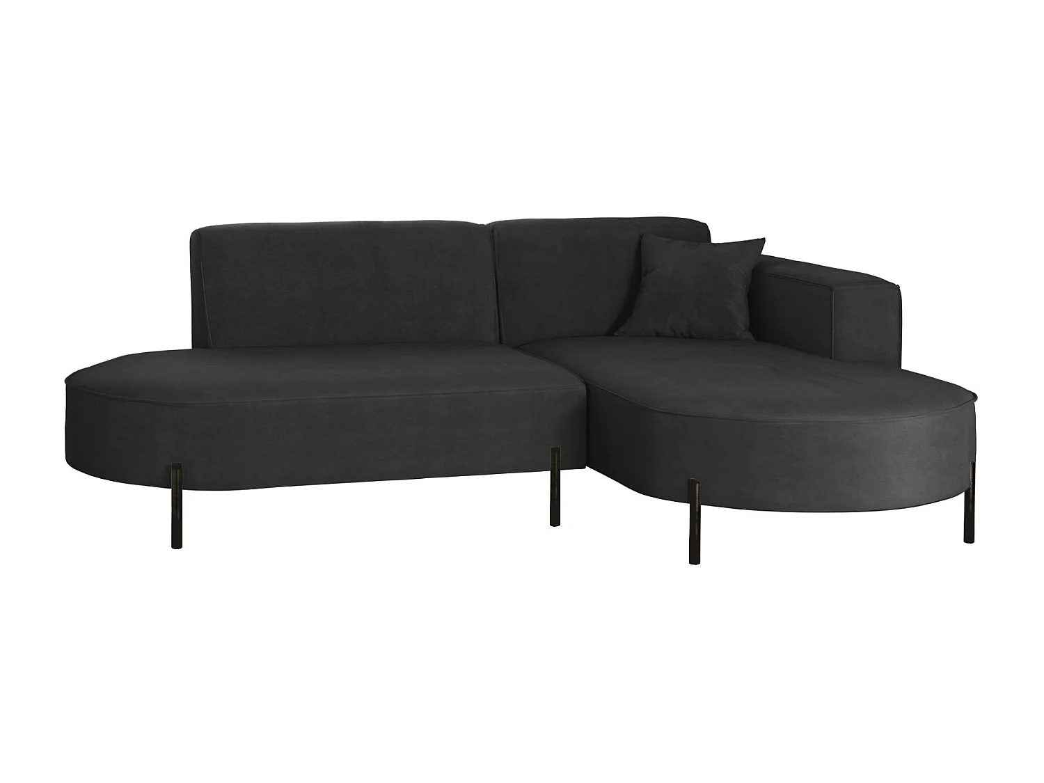 Canapé d'angle, canapé en L, designer Modena, tissu pur Noel Graphite, droite