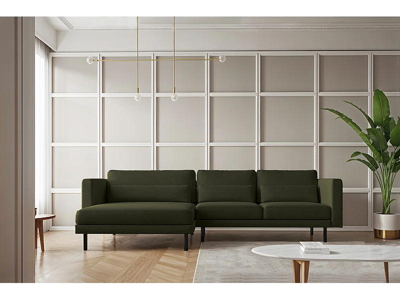 Ecksofa L-form Dani modern und geräumig Stoff Verita Dunkelgrün Links