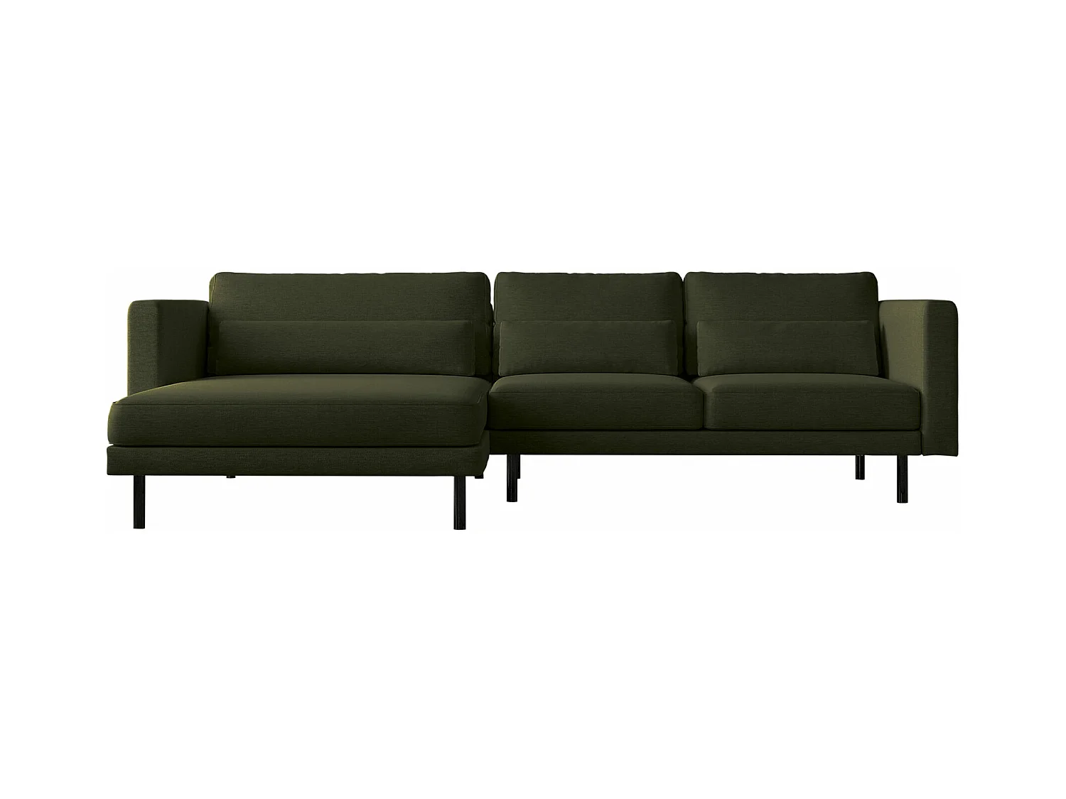 Canapé d'angle L-form Dani moderne et spacieux tissu Verita vert foncé gauche