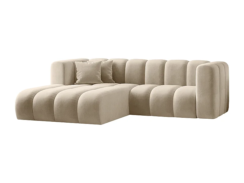 Canapé d'angle en L, Sofa Grand modulable tissu Salvador Beige Gauche
