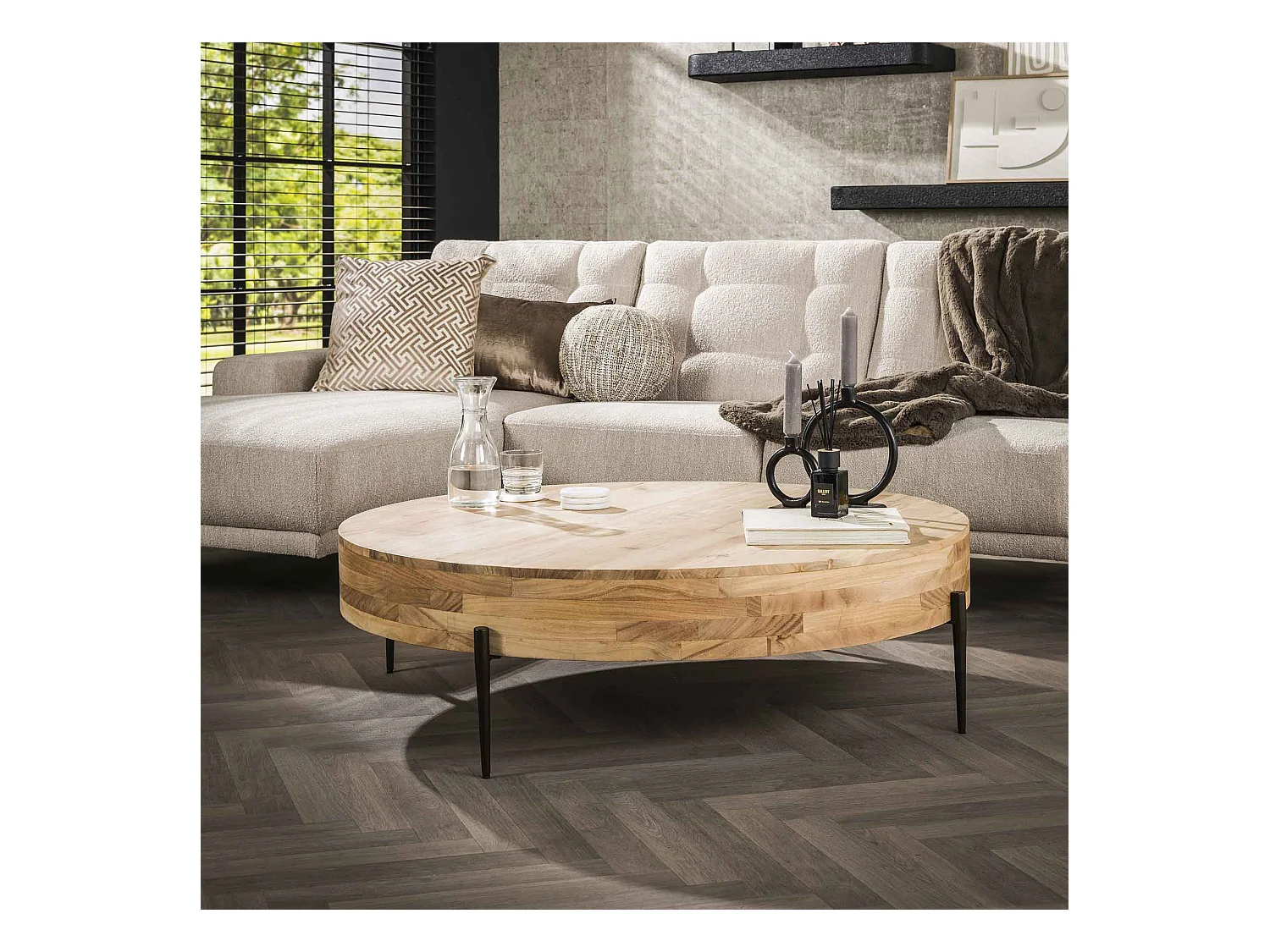 Table basse Bulky Wood Ø120 - Acacia massif naturel