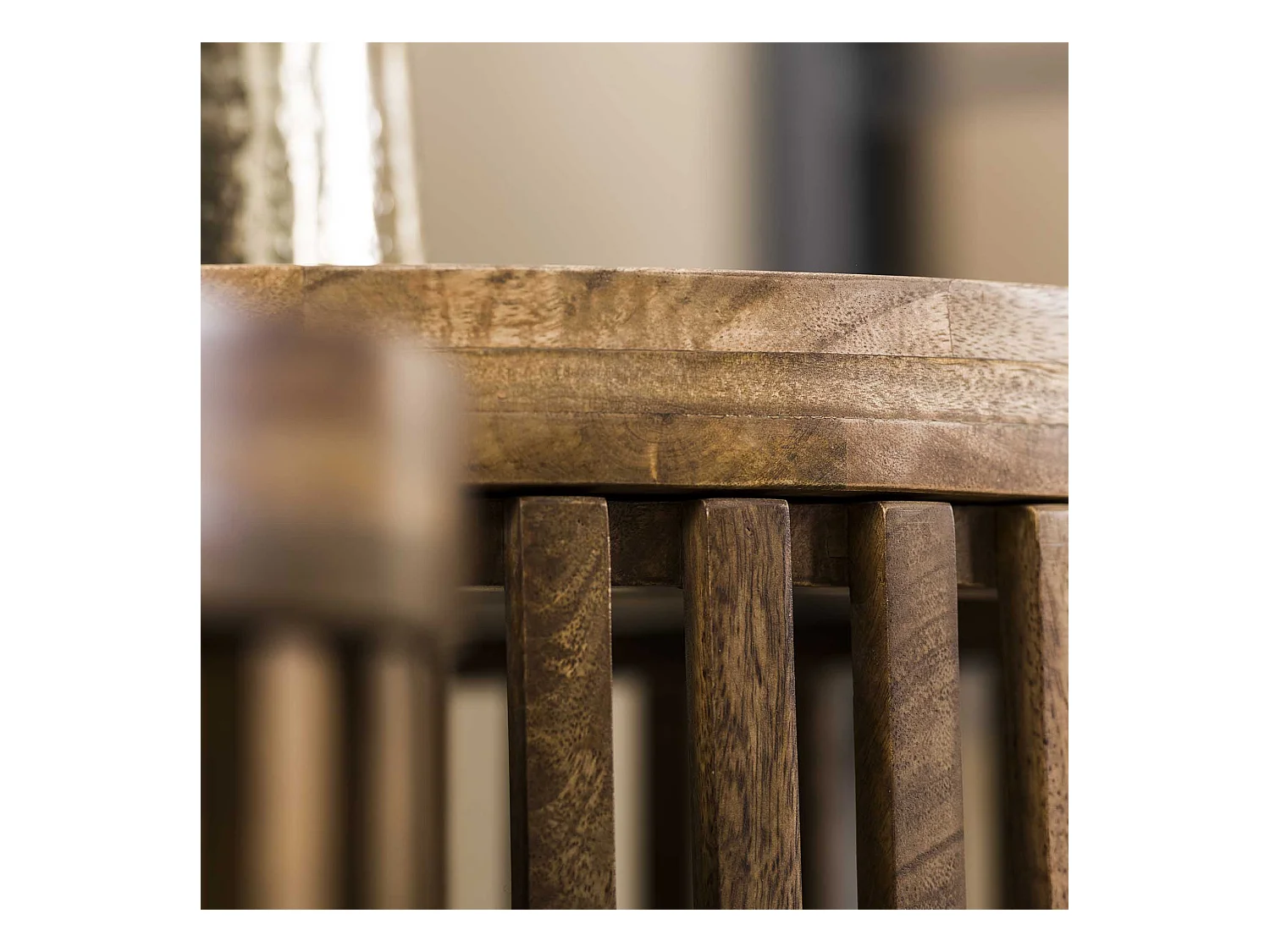 Ensemble de tables basses Tweak - Ø65/Ø50 - Bois de manguier massif - Couleur sable - Style industriel