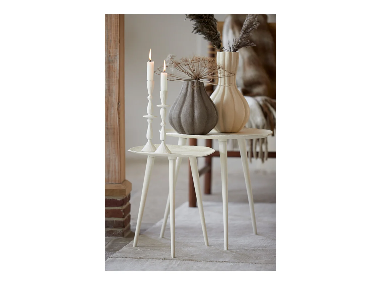 Table d'appoint ASARPAI - Ø46x44cm - Blanc