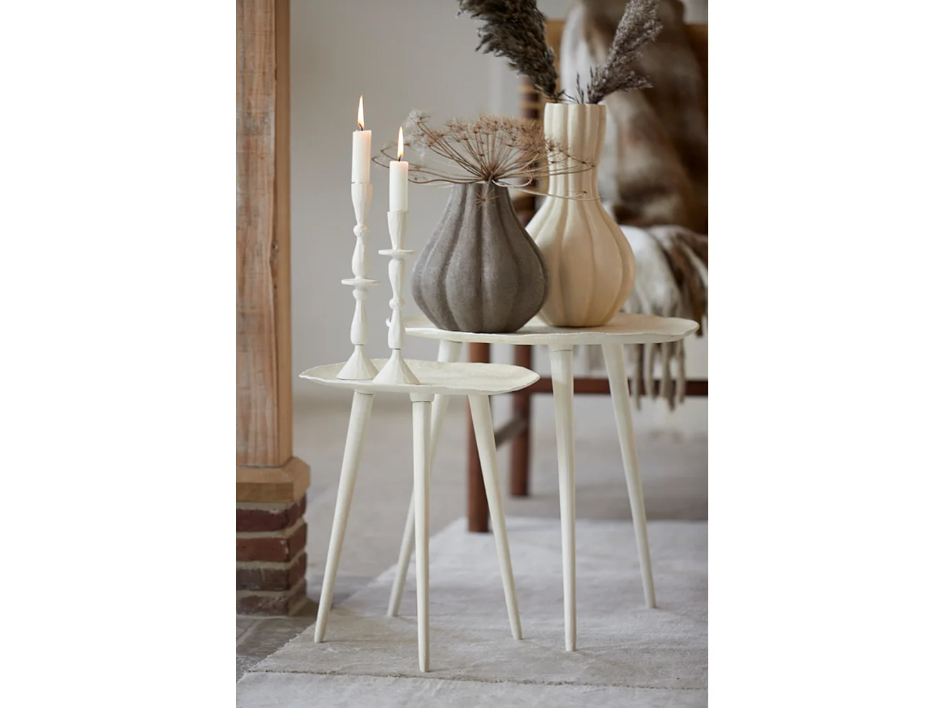 Table d'appoint ASARPAI - Ø46x44cm - Blanc