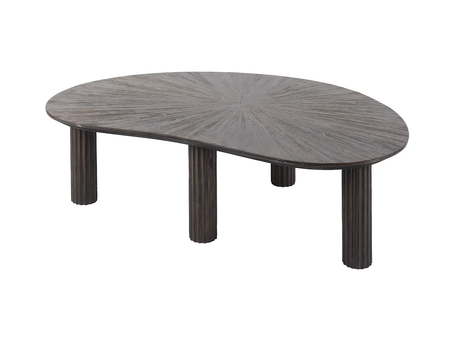 Table basse 110 cm en forme de haricot Maya Teck - Teck Brun Rouille