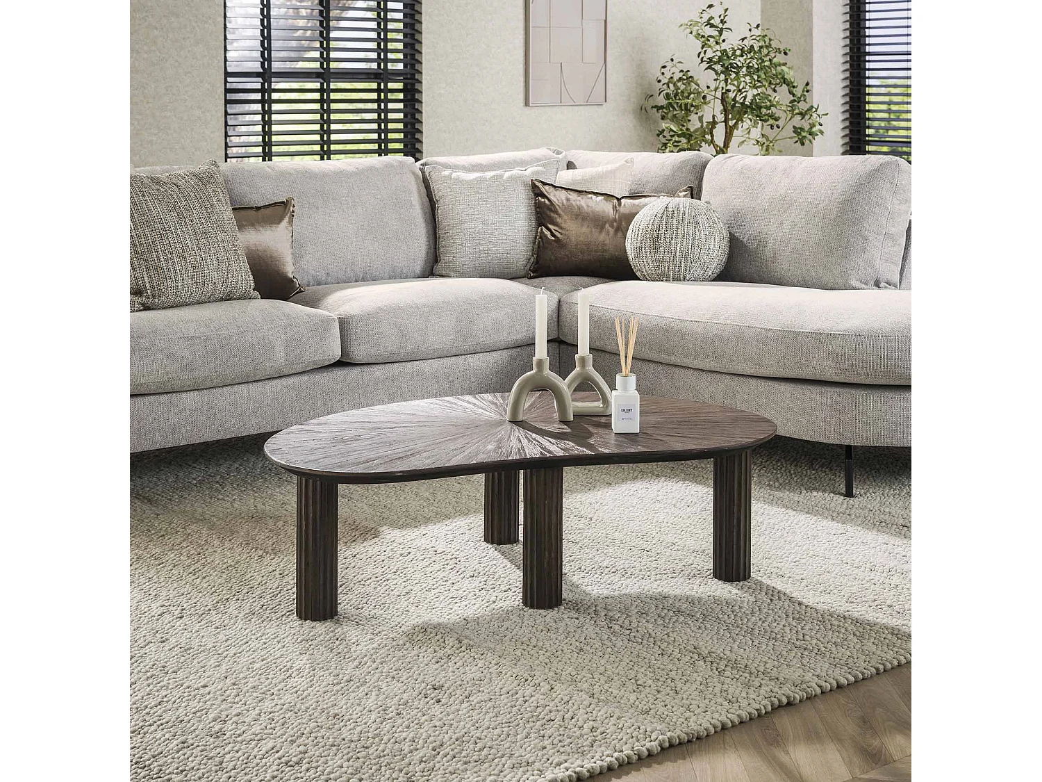 Couchtisch 110cm Nierenform Maya Teak - Teak Rostbraun