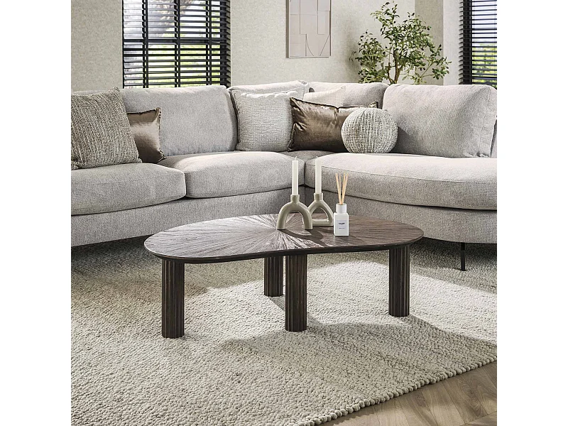 Table basse 110 cm en forme de haricot Maya Teck - Teck Brun Rouille