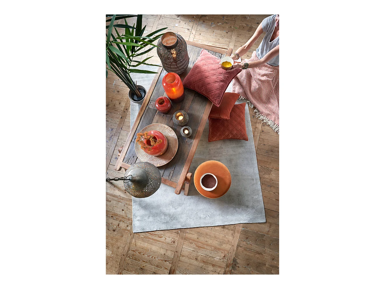 Table basse MILITARY - 180x85x43,5cm - Marron