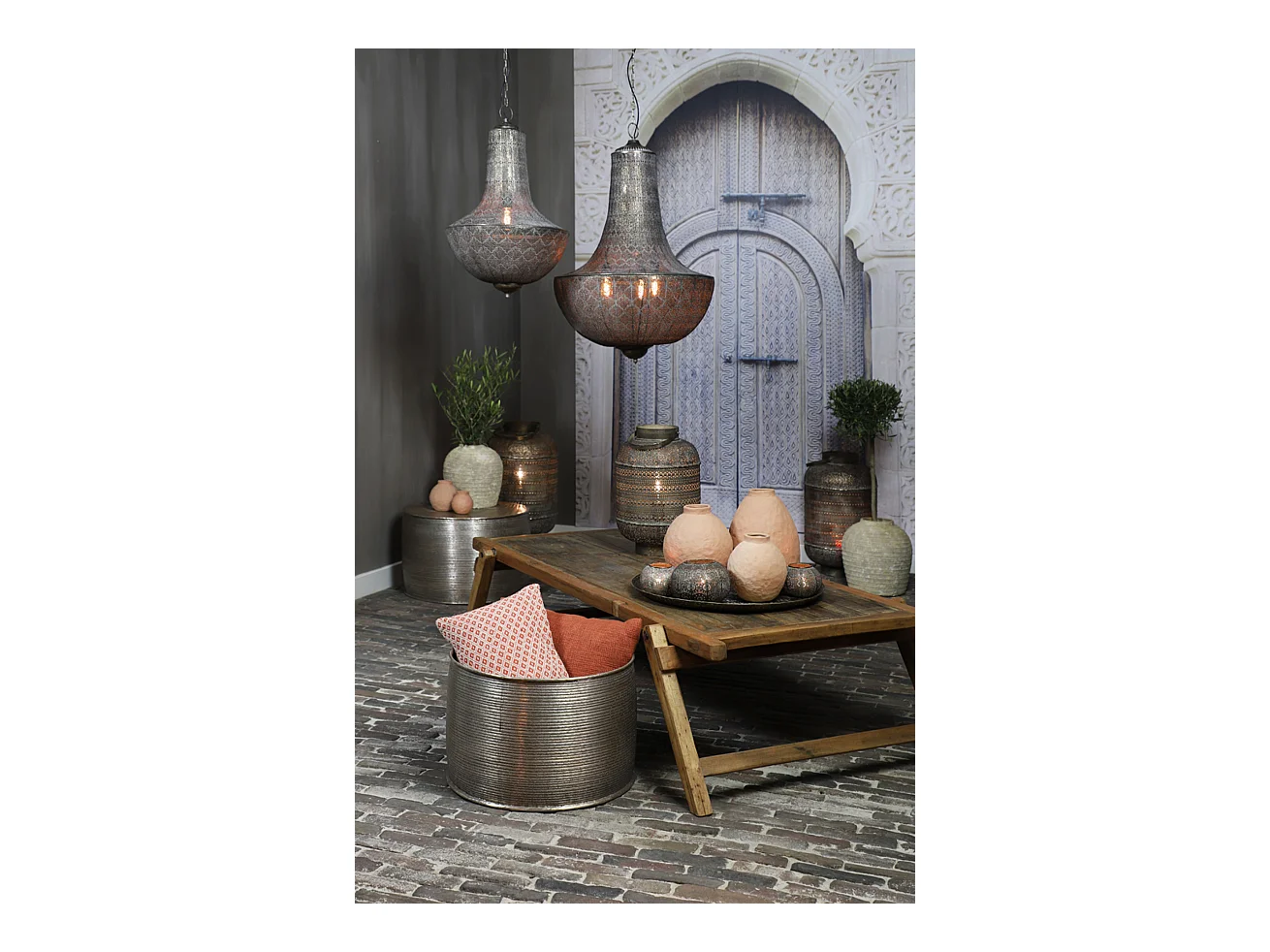 Table basse MILITARY - 180x85x43,5cm - Marron