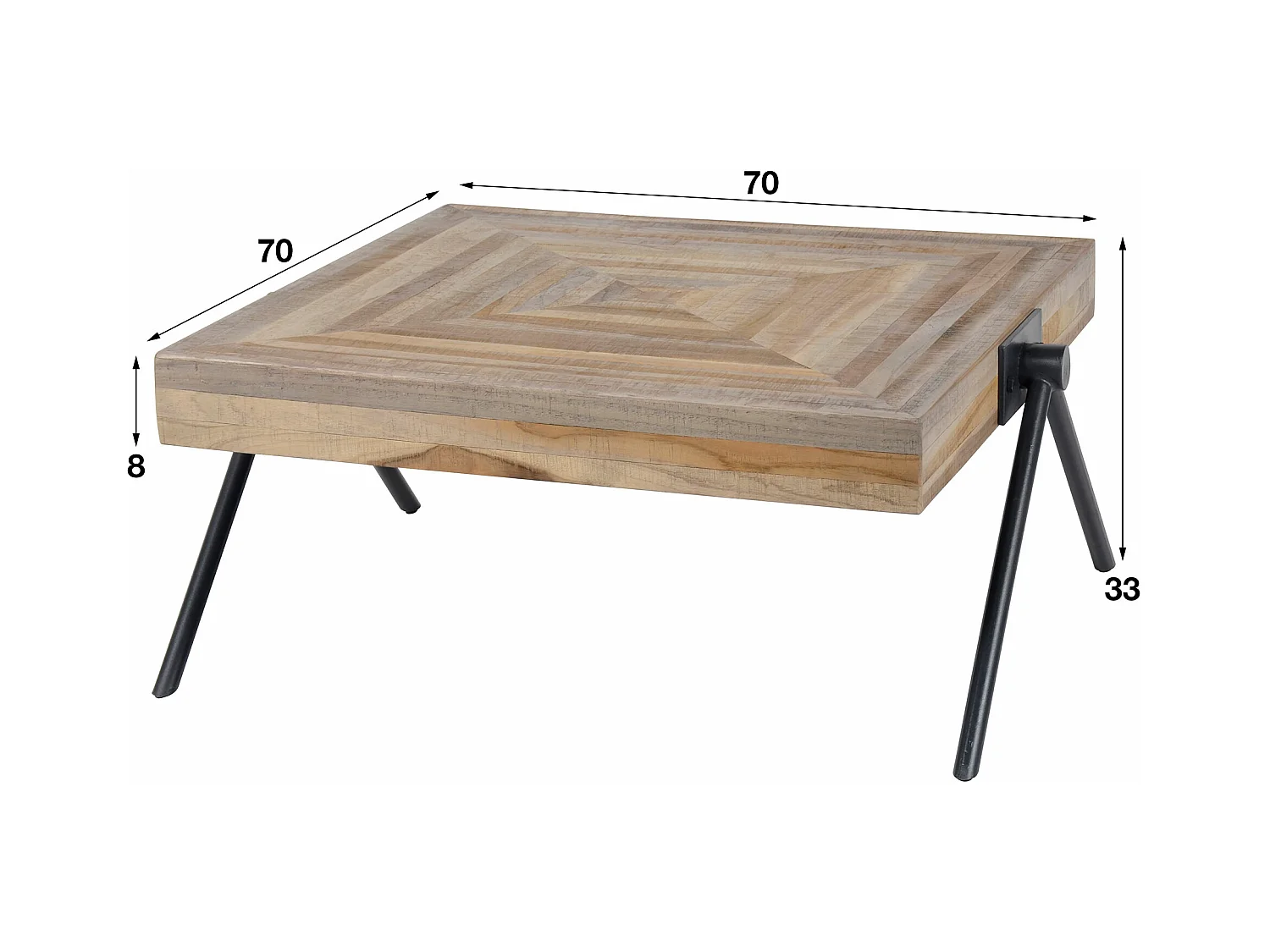 Table basse Teca - Balance - 70x70x33 - Bois - Marron