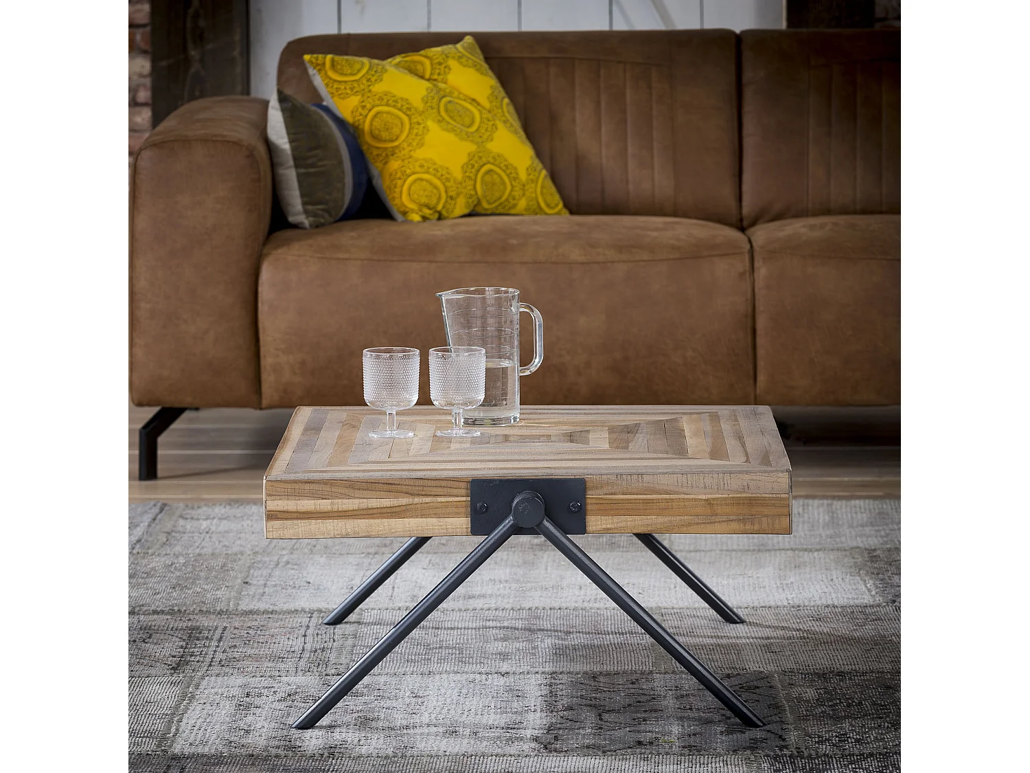 Table basse Teca - Balance - 70x70x33 - Bois - Marron