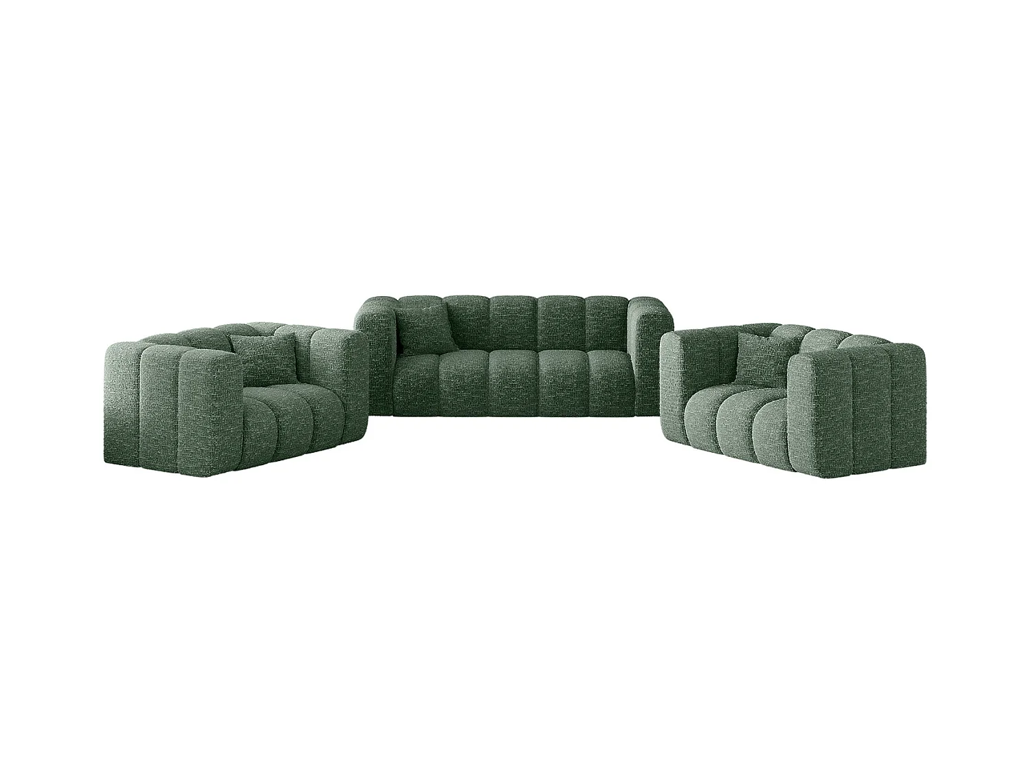 Sofagarnitur 2+1+1 Couchgarnitur serie Grand stilvol, Stoff Haga Grün