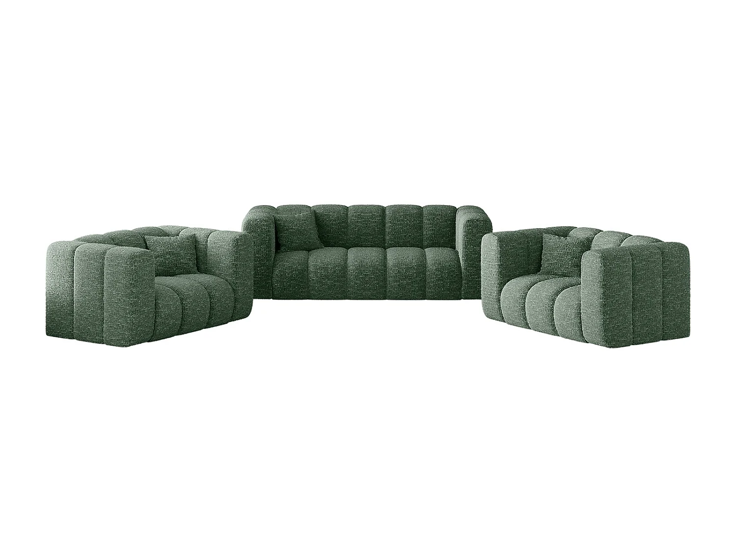 Sofagarnitur 2+1+1 Couchgarnitur serie Grand stilvol, Stoff Haga Grün