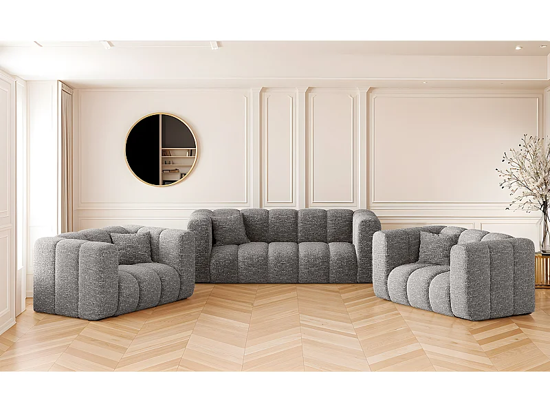 Ensemble de canapés 2+1+1 série Grand stilvol, tissu Haga Grey