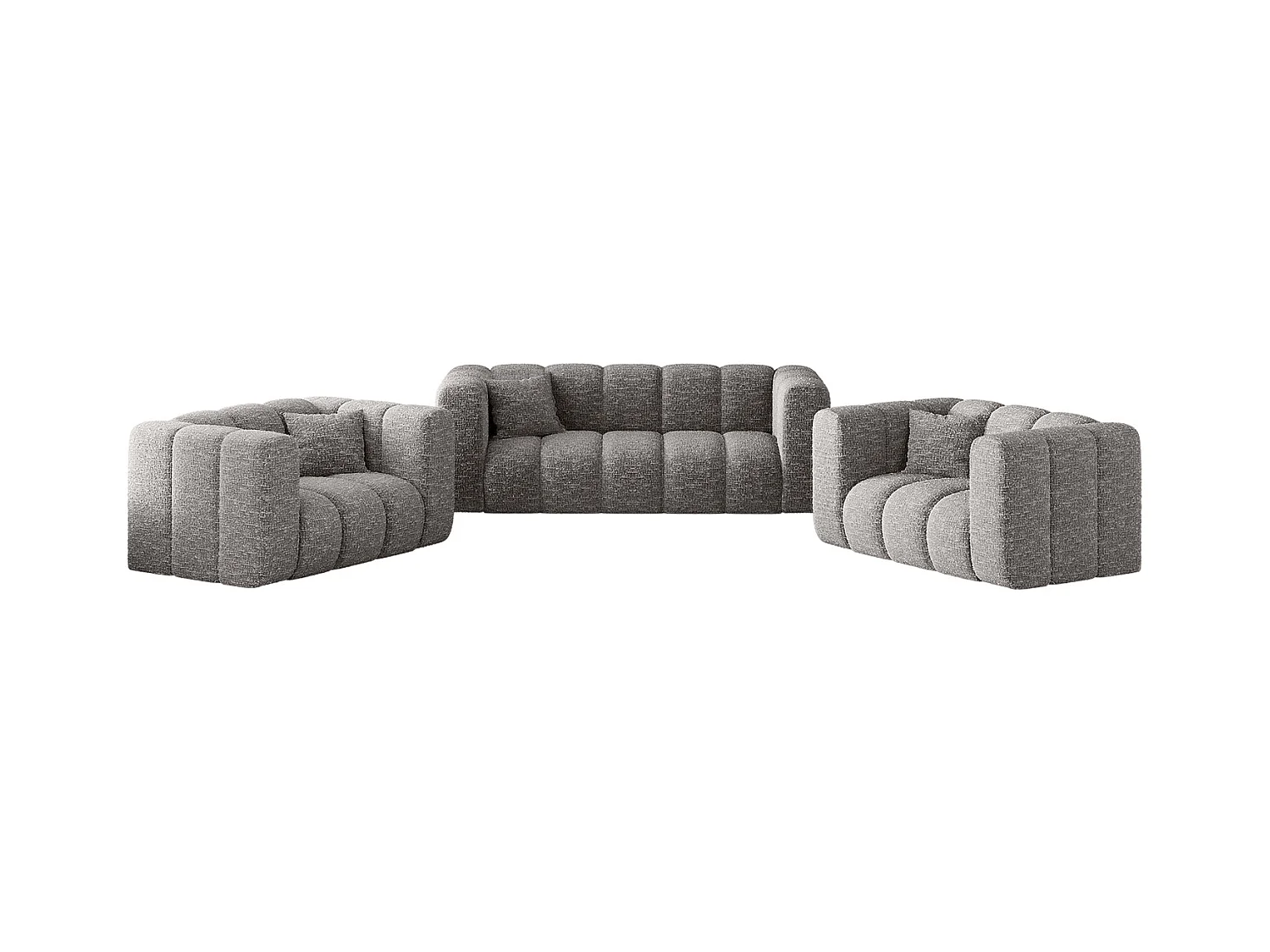 Sofagarnitur 2+1+1 Couchgarnitur serie Grand stilvol, Stoff Haga Grau