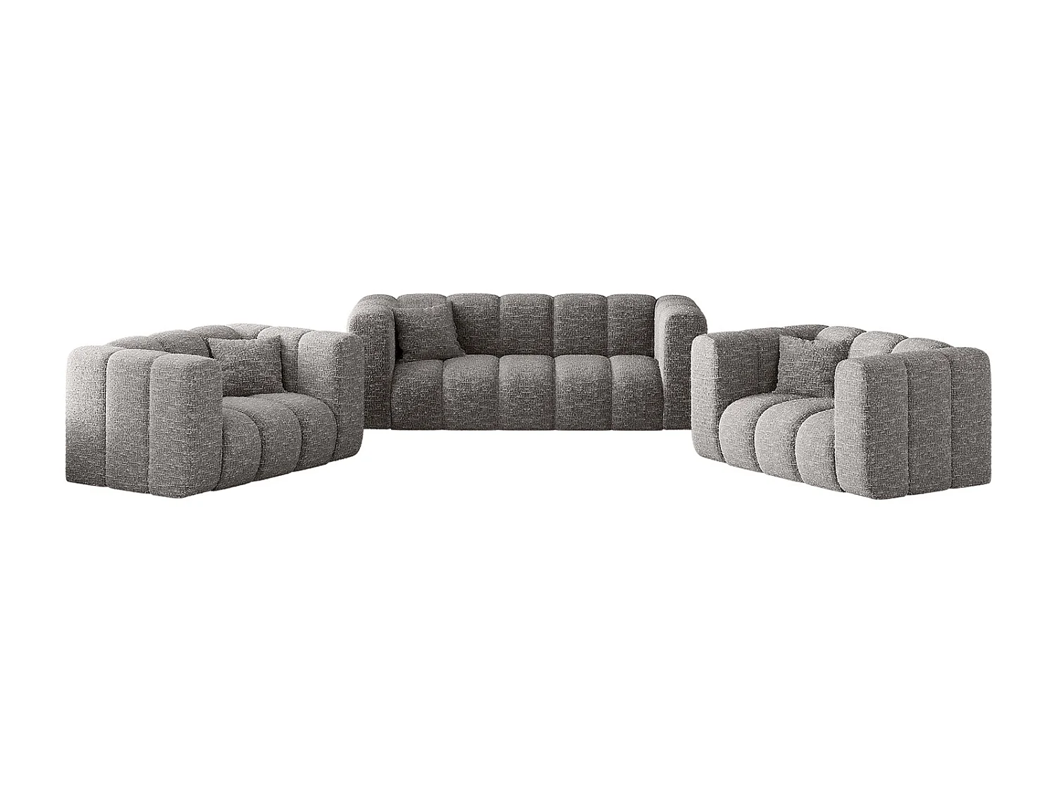 Sofagarnitur 2+1+1 Couchgarnitur serie Grand stilvol, Stoff Haga Grau
