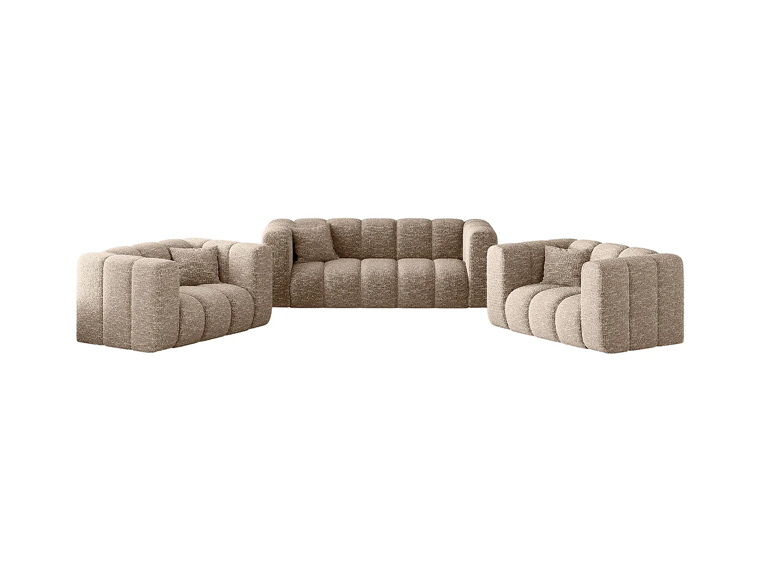 Sofagarnitur 2+1+1 Couchgarnitur serie Grand stilvol, Stoff Haga Beige