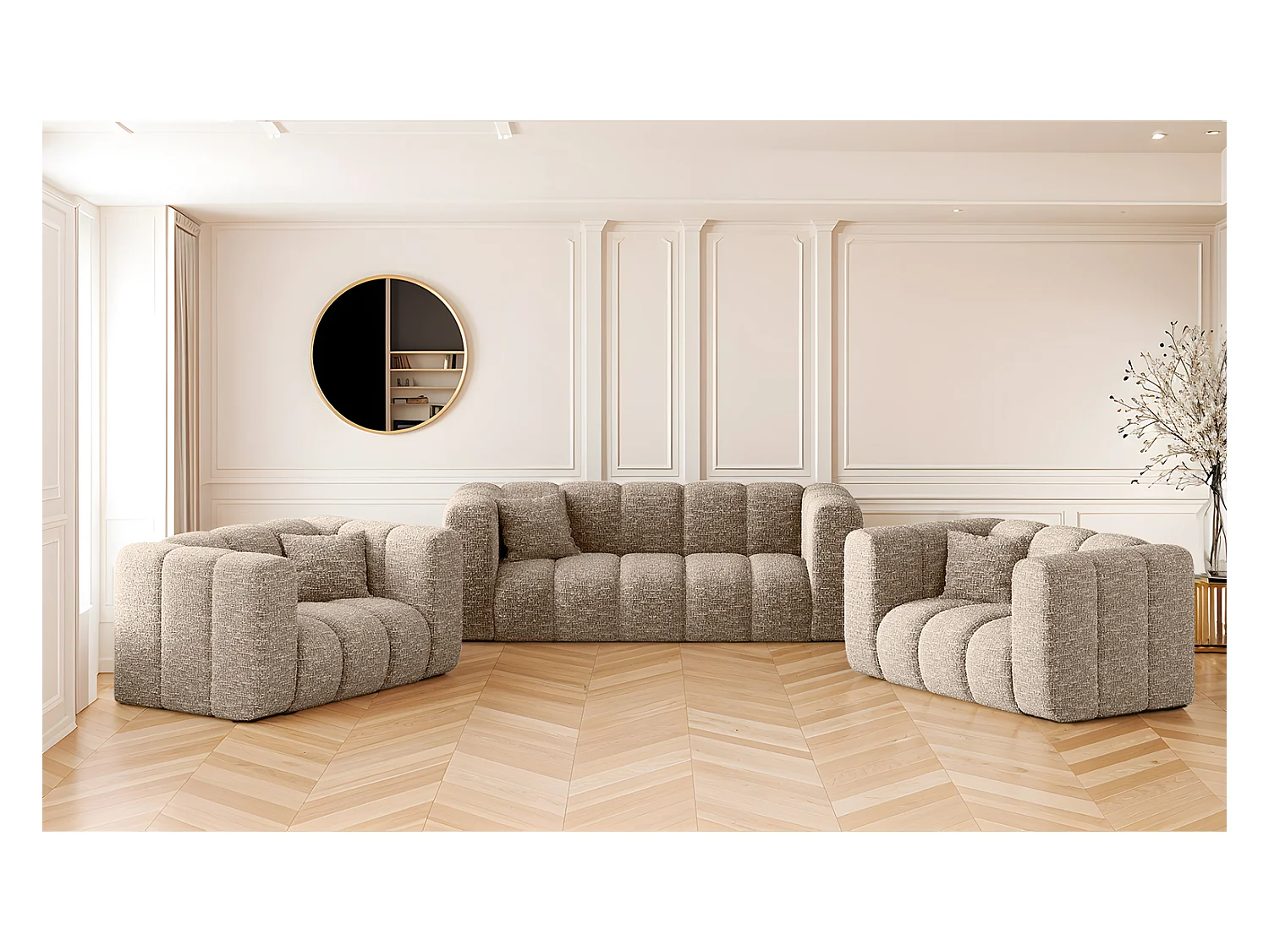 Ensemble de canapés 2+1+1 série Grand stilvol, tissu Haga Beige