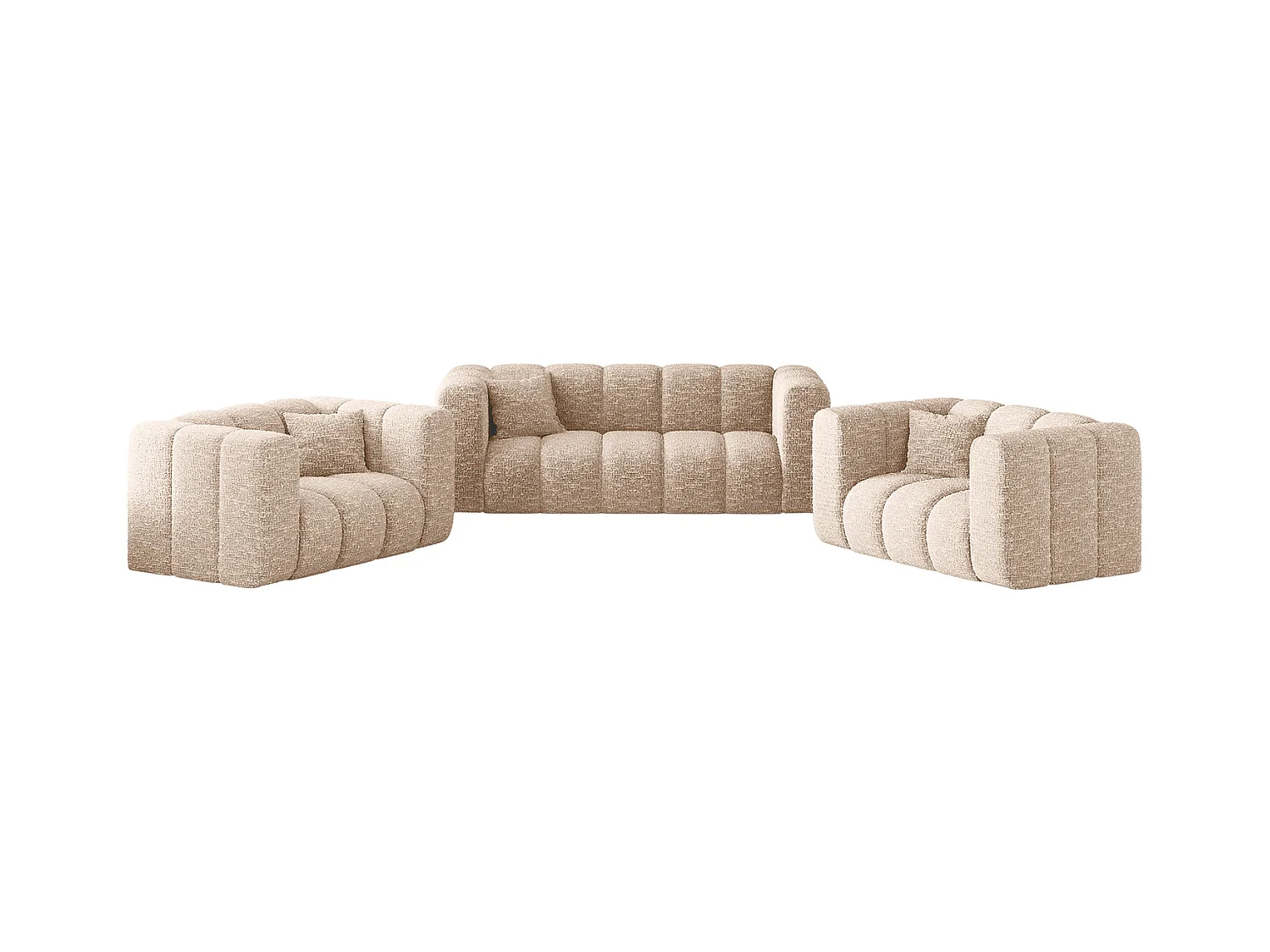 Sofagarnitur 2+1+1 Couchgarnitur serie Grand stilvol, Stoff Haga Ecru