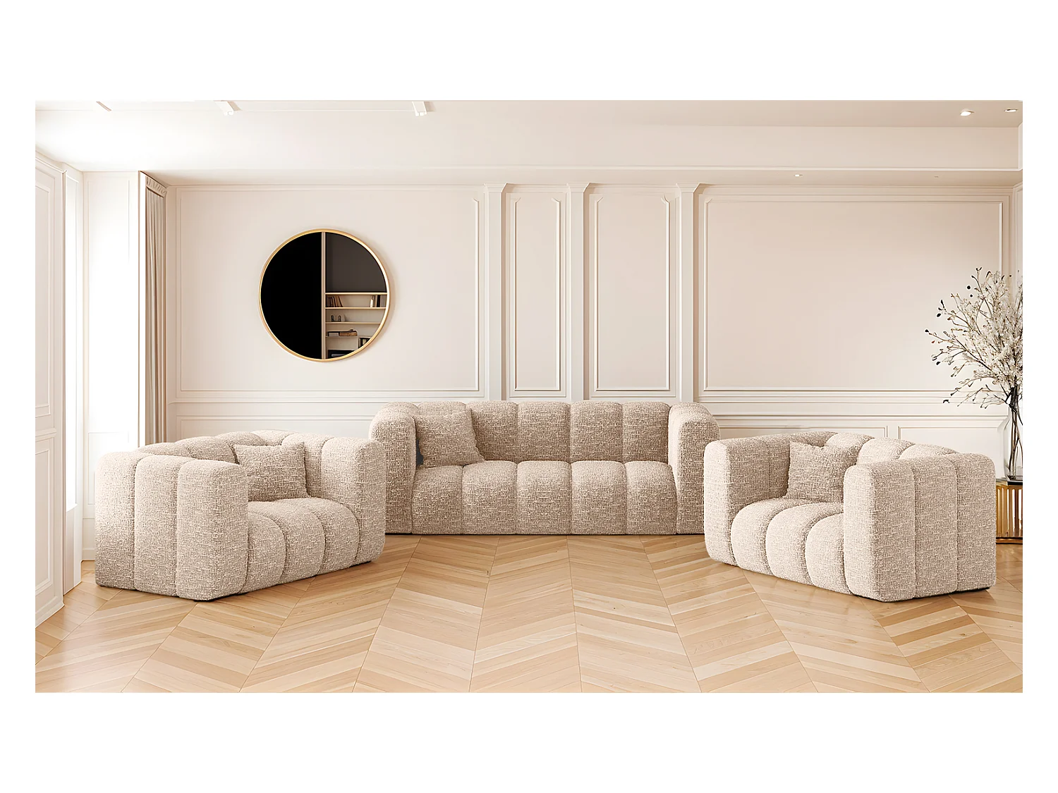 Ensemble de canapés 2+1+1 série Grand stilvol, tissu Haga Ecru