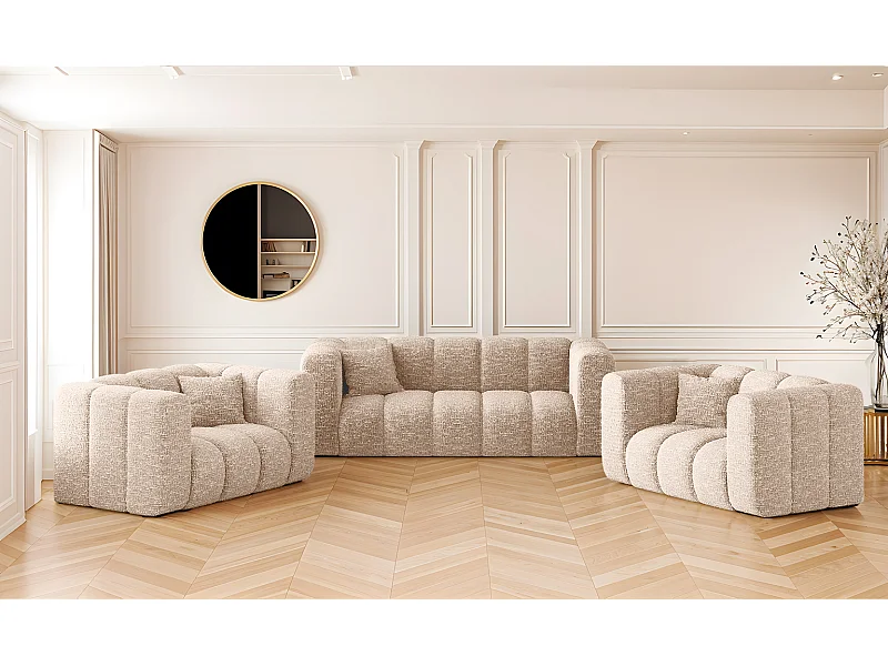 Bankstel 2+1+1 bankstel serie Grand stilvol, stof Haga Ecru