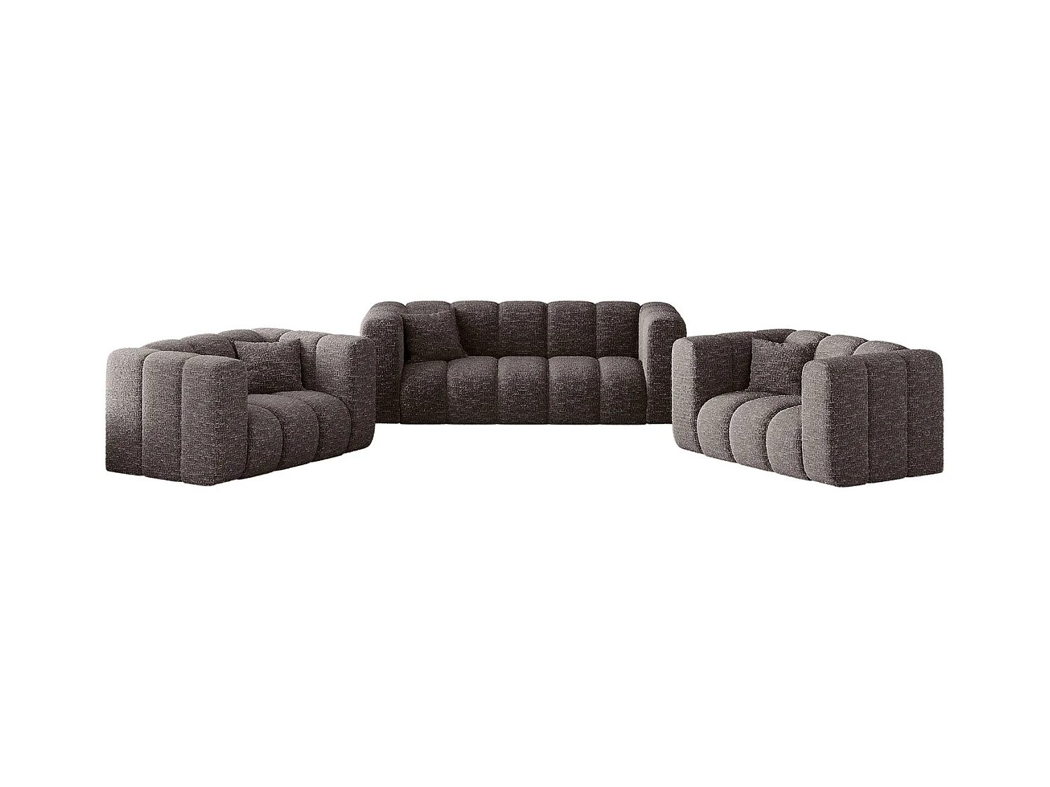 Sofagarnitur 2+1+1 Couchgarnitur serie Grand stilvol, Stoff Haga Graphit