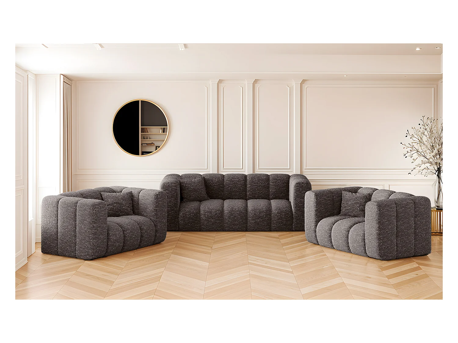 Ensemble de canapés 2+1+1 série Grand stilvol, tissu Haga Graphite