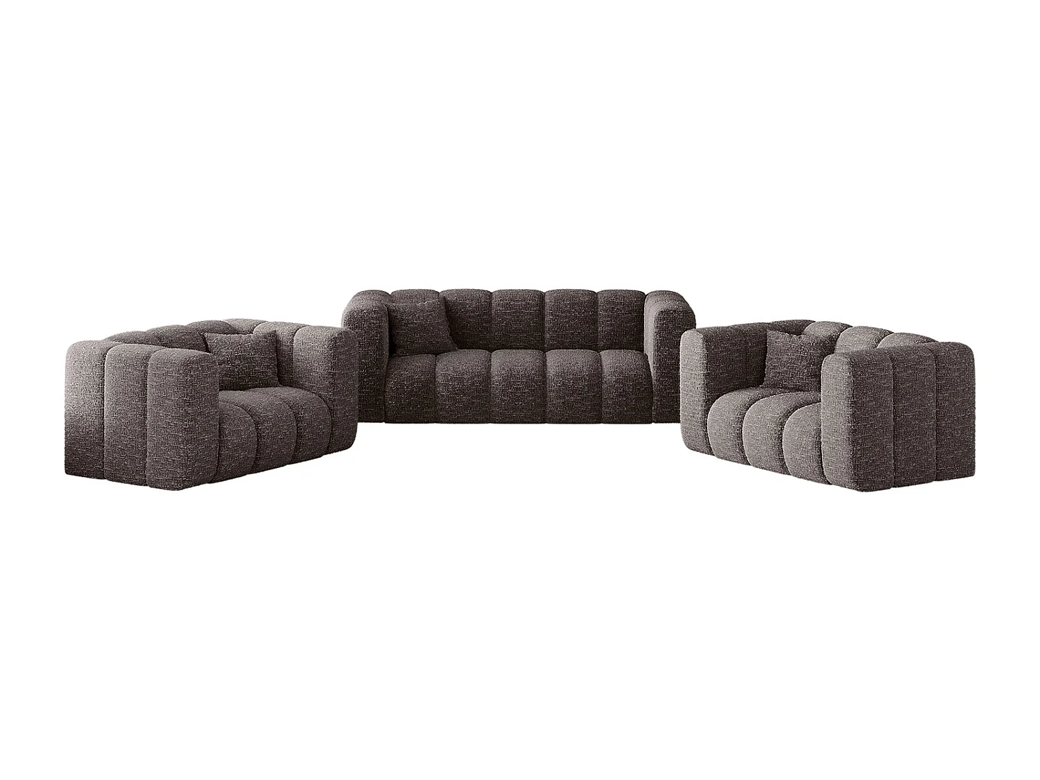 Sofagarnitur 2+1+1 Couchgarnitur serie Grand stilvol, Stoff Haga Graphit
