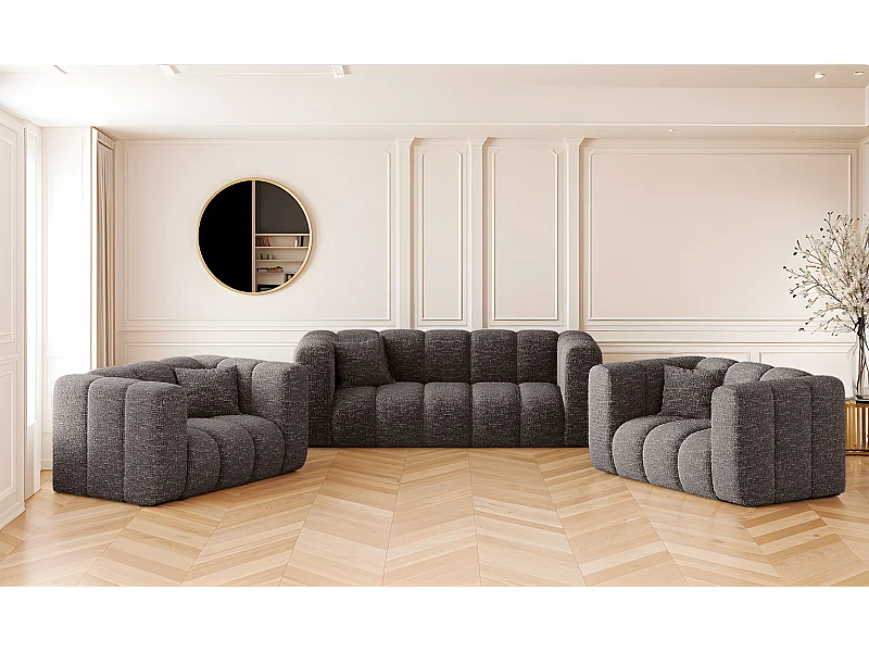 Set divano 2+1+1 serie Grand stilvol, tessuto Haga Graphite