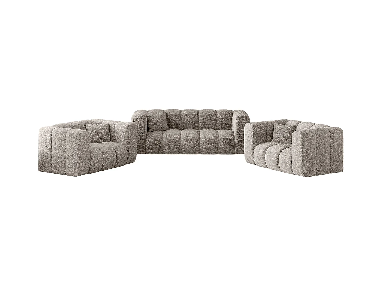 Sofagarnitur 2+1+1 Couchgarnitur serie Grand stilvol, Stoff Haga Hellgrau