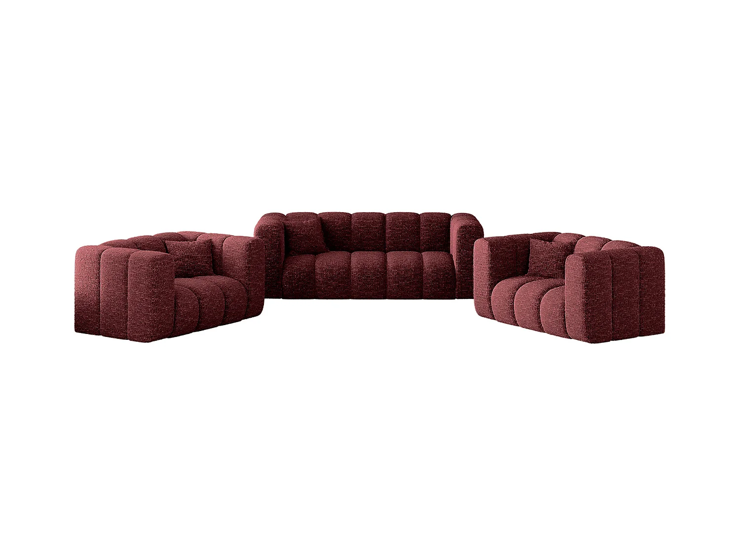 Sofagarnitur 2+1+1 Couchgarnitur serie Grand stilvol, Stoff Haga Rotwein