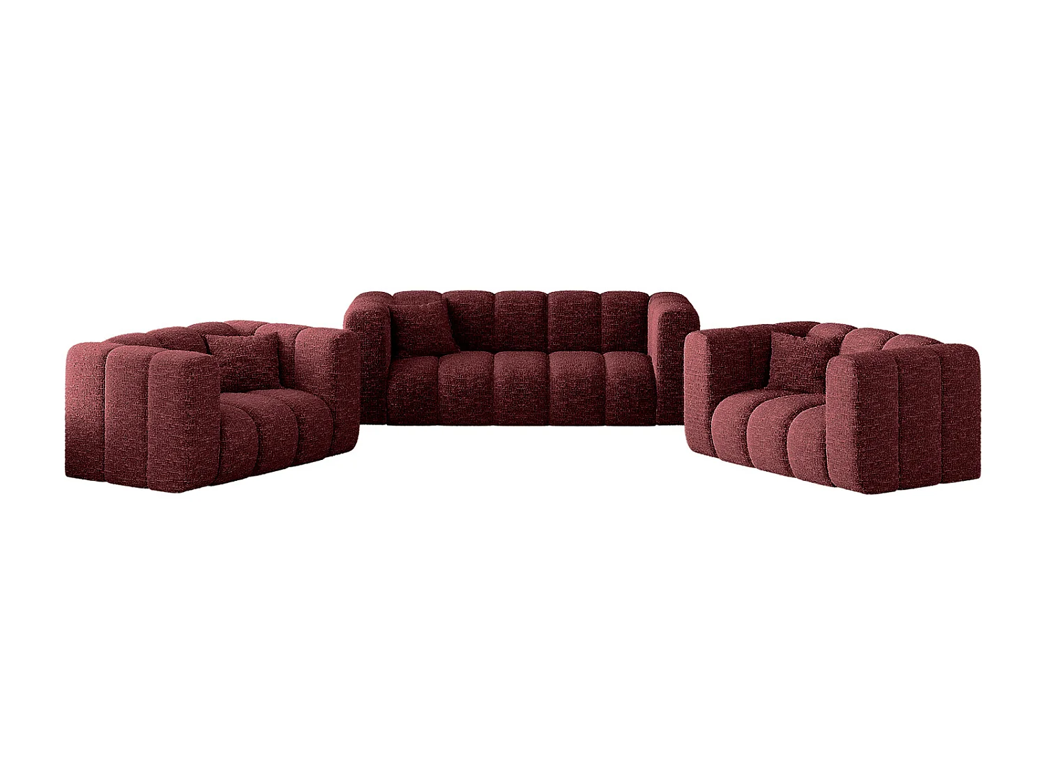 Sofagarnitur 2+1+1 Couchgarnitur serie Grand stilvol, Stoff Haga Rotwein