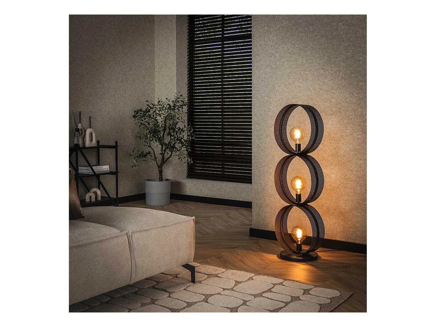 Stehleuchte 3L Ring Perforated - Anthrazit