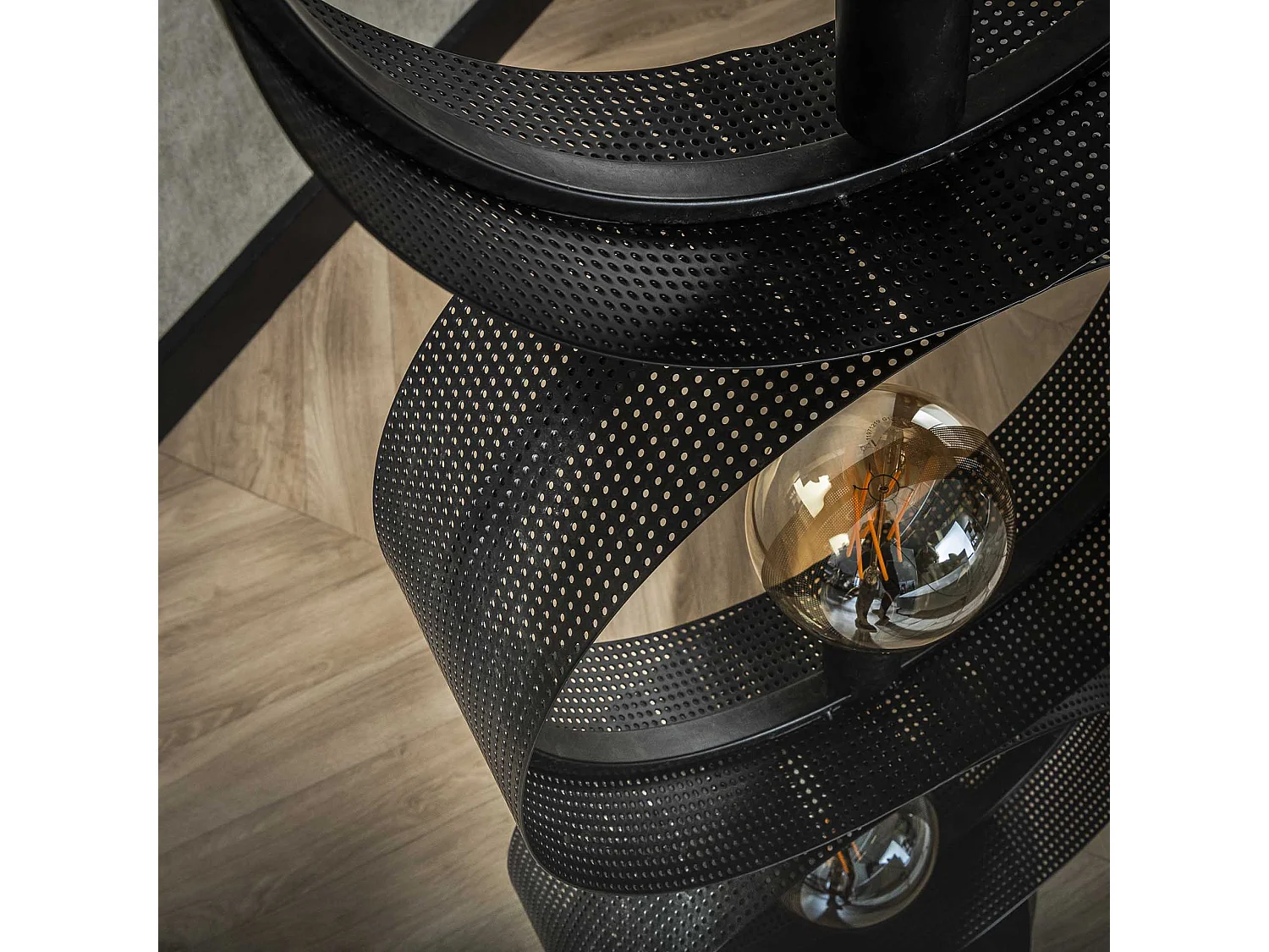 Vloerlamp 3L Ring Geperforeerd - Charcoal