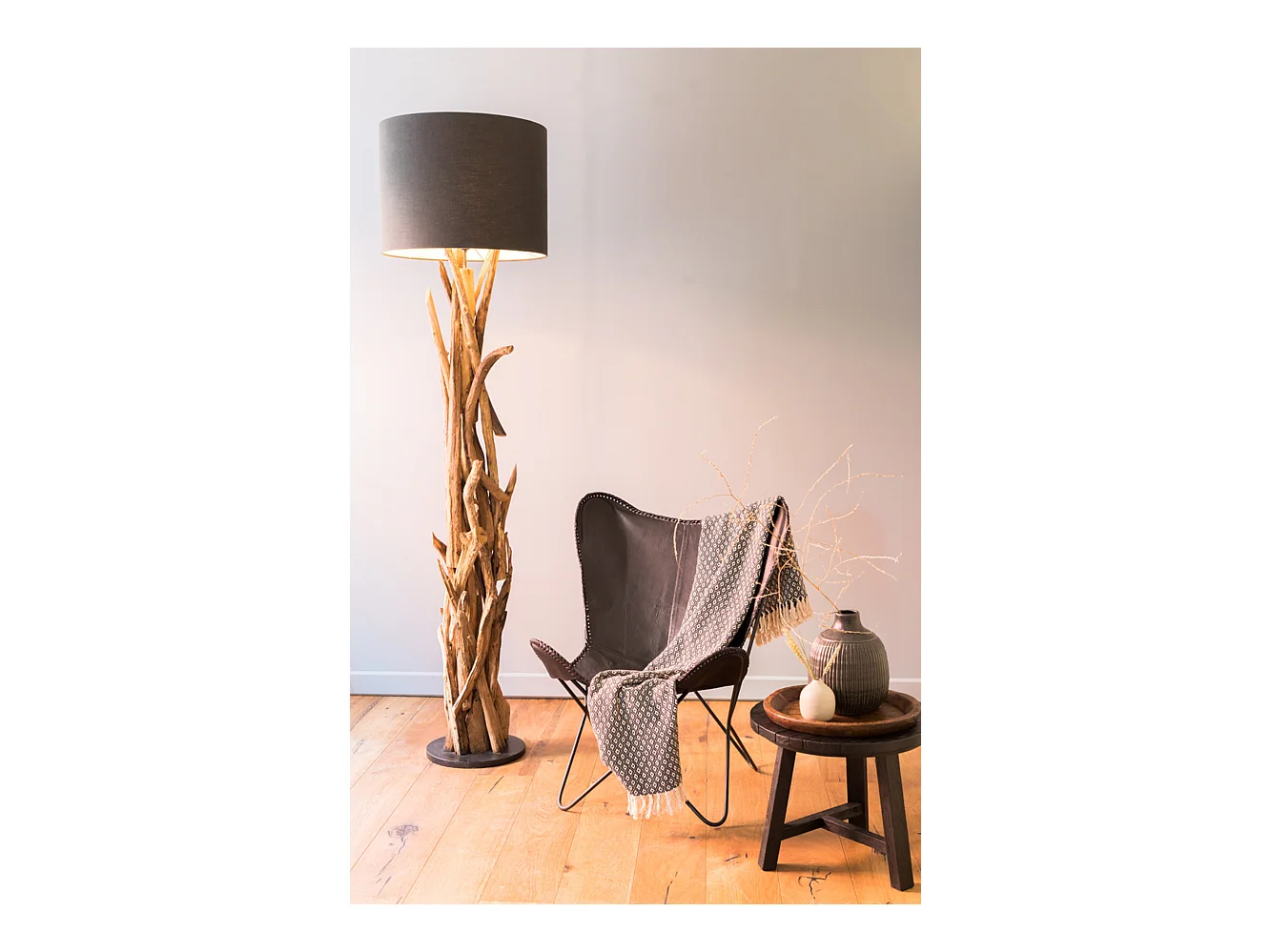 Stehleuchte VIDIN - Ø35x182cm - Braun