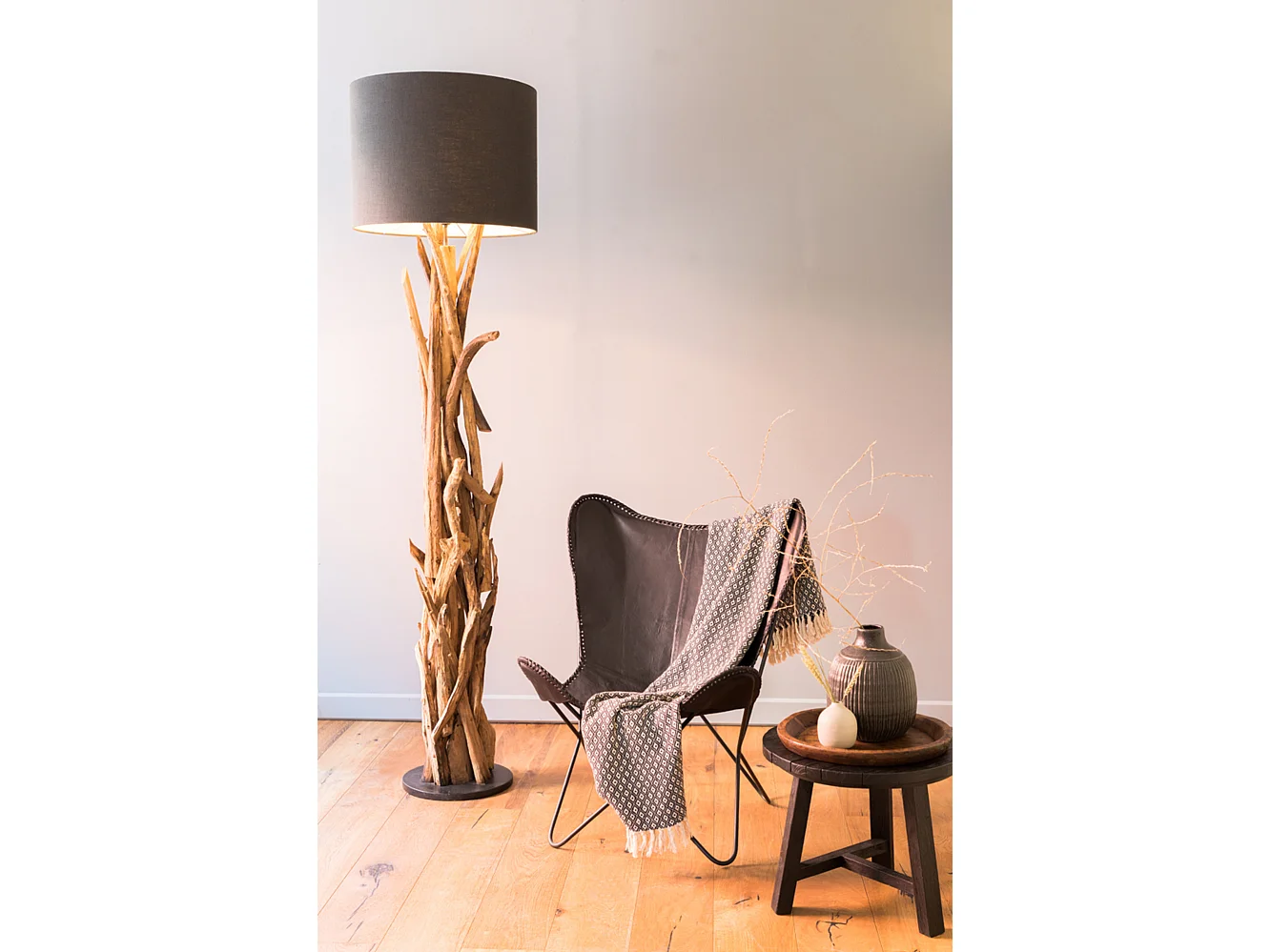 Stehleuchte VIDIN - Ø35x182cm - Braun