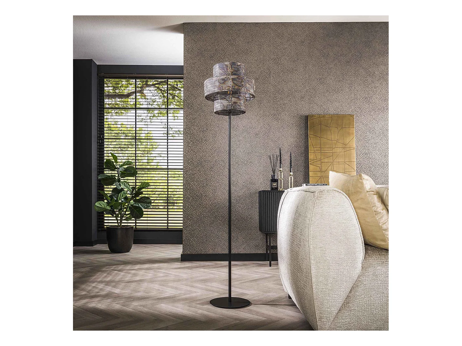 Lampadaire Lanterne 1L - Noir Marron