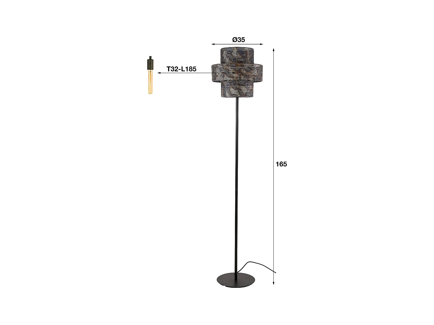 Lampadaire Lanterne 1L - Noir Marron