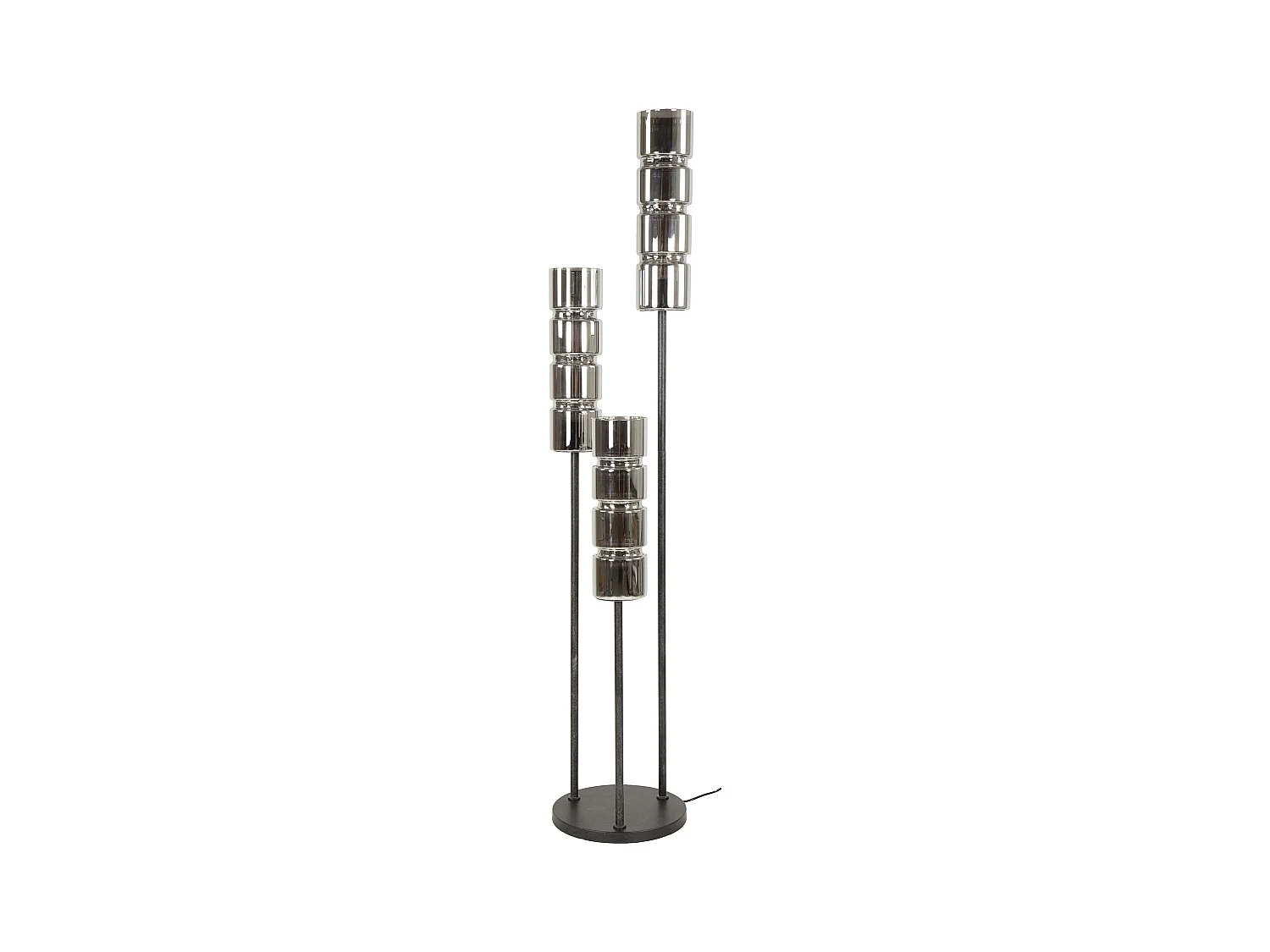 Vloerlamp 3L Getrapt Cylinder Glas - Artic Zwart