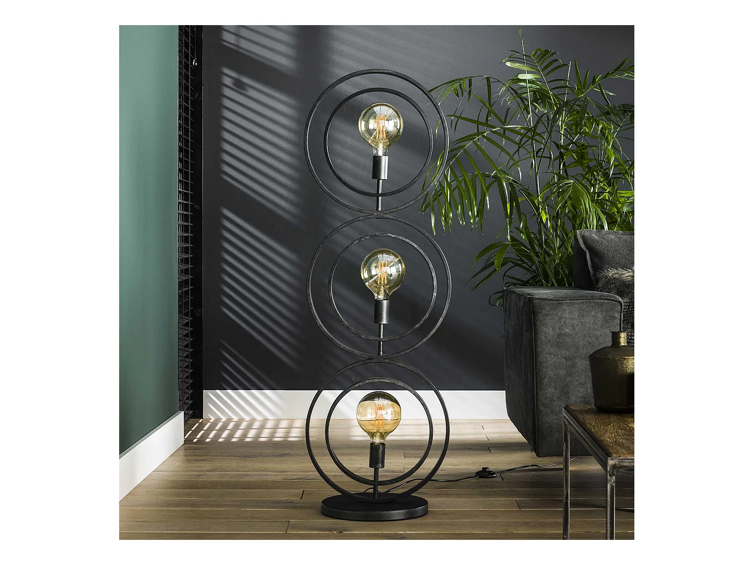 Lampadaire industriel - 3 lampes - Turn around - Noir