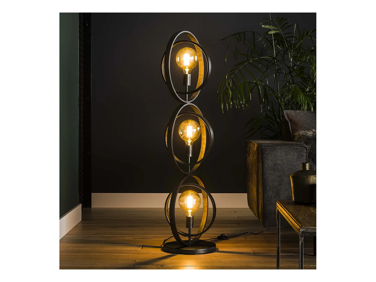 Lampadaire industriel - 3 lampes - Turn around - Noir